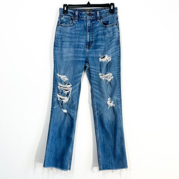 Abercrombie & Fitch Jeans Womens 28 Zoe Ankle Straight Distressed Ripped Stretch - Picture 1 of 6